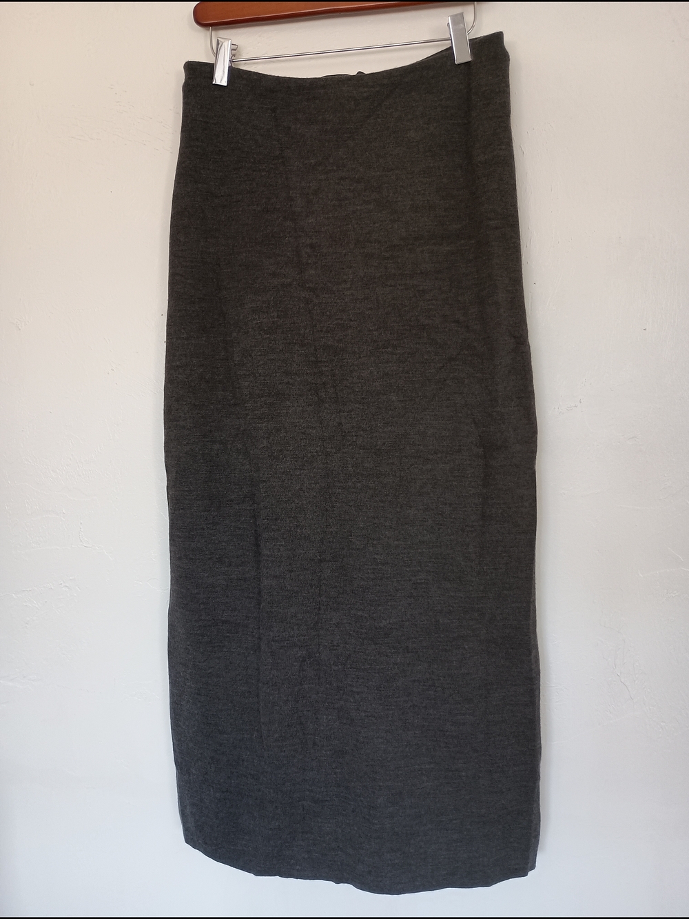 Ralph Lauren Black Label Merino Wool Dark Charcoal Maxi Pencil Column Skirt